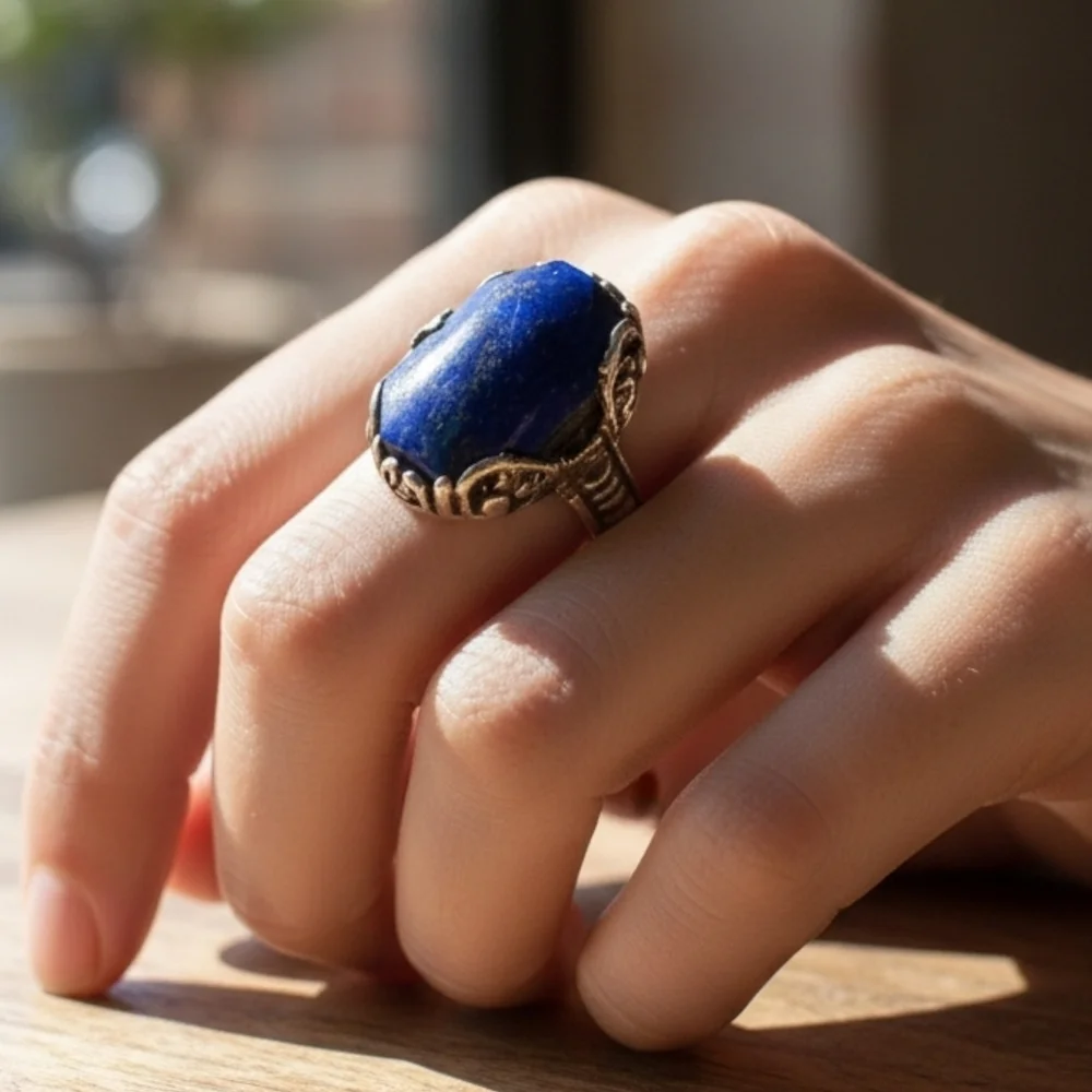 ✨️Lapis Lazuli Sterling Silver Filigree MCM Gorgeus Ring Size 6.25-6.5!